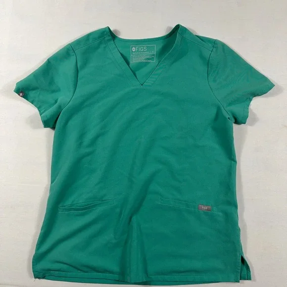 Figs Technical Collection Livingston Scrub Set V-Neck Top Pants S Teal Green